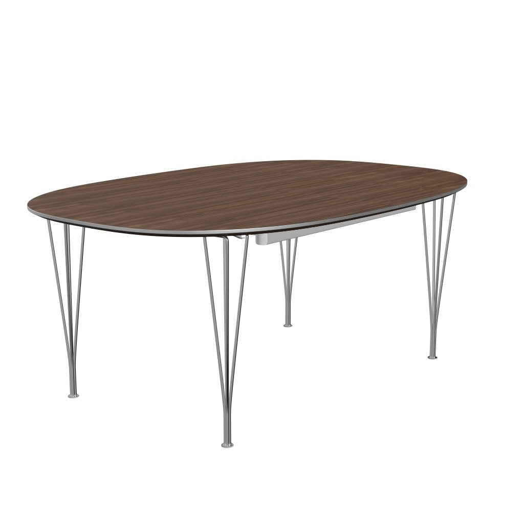 Fritz Hansen Superellipse Pull -out Table Chromed Steel/Walnut Veneer, 300x120 cm