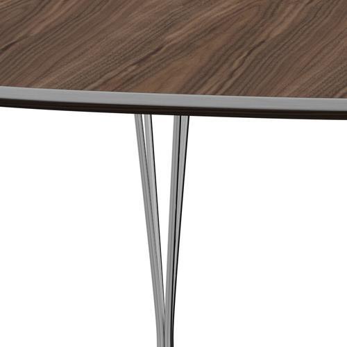 Fritz Hansen Superellipse Pull -out Table Chromed Steel/Walnut Veneer, 300x120 cm