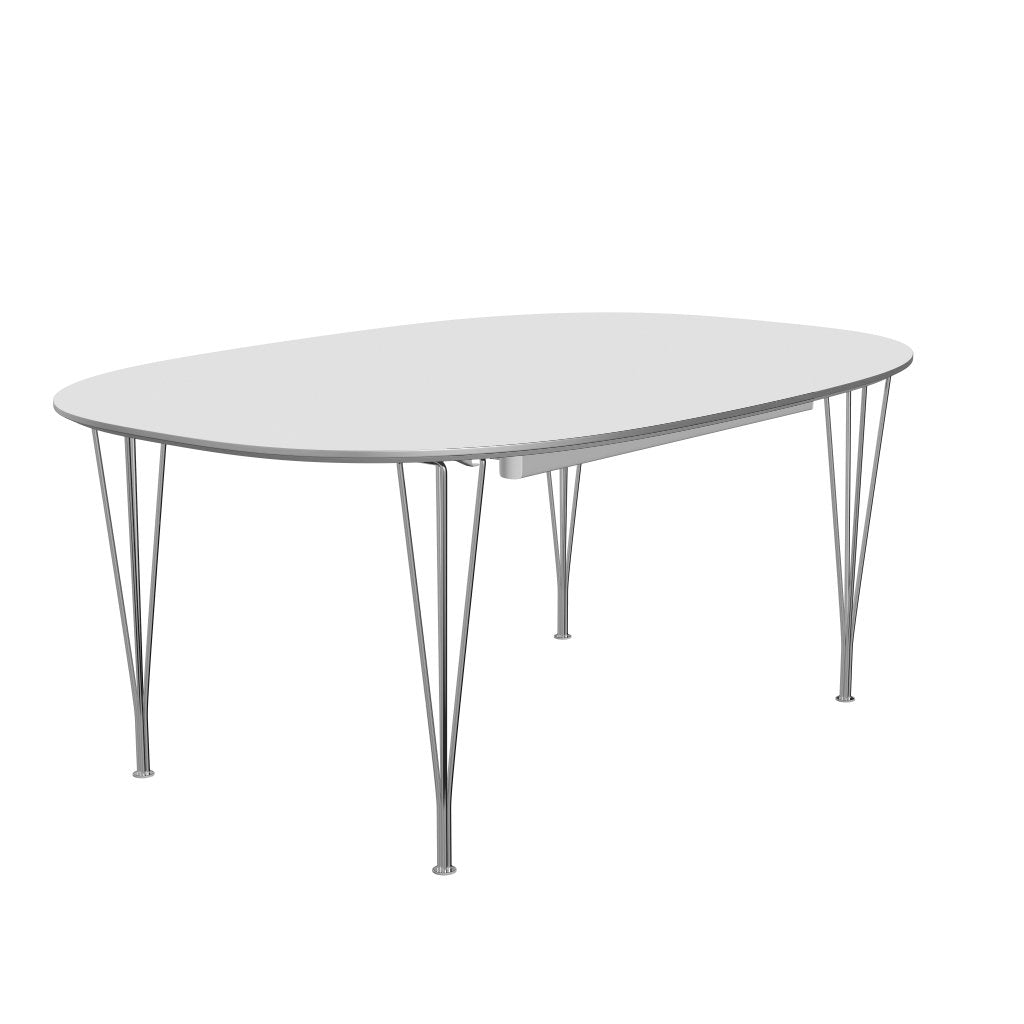 Fritz Hansen Superellipse Pull -out Table Chromed Steel/White Laminat, 300x120 cm