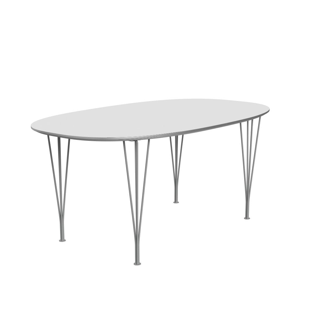 Fritz Hansen Superellipse Pull -out Table Grey Powder Coated/White Laminate, 270x100 cm