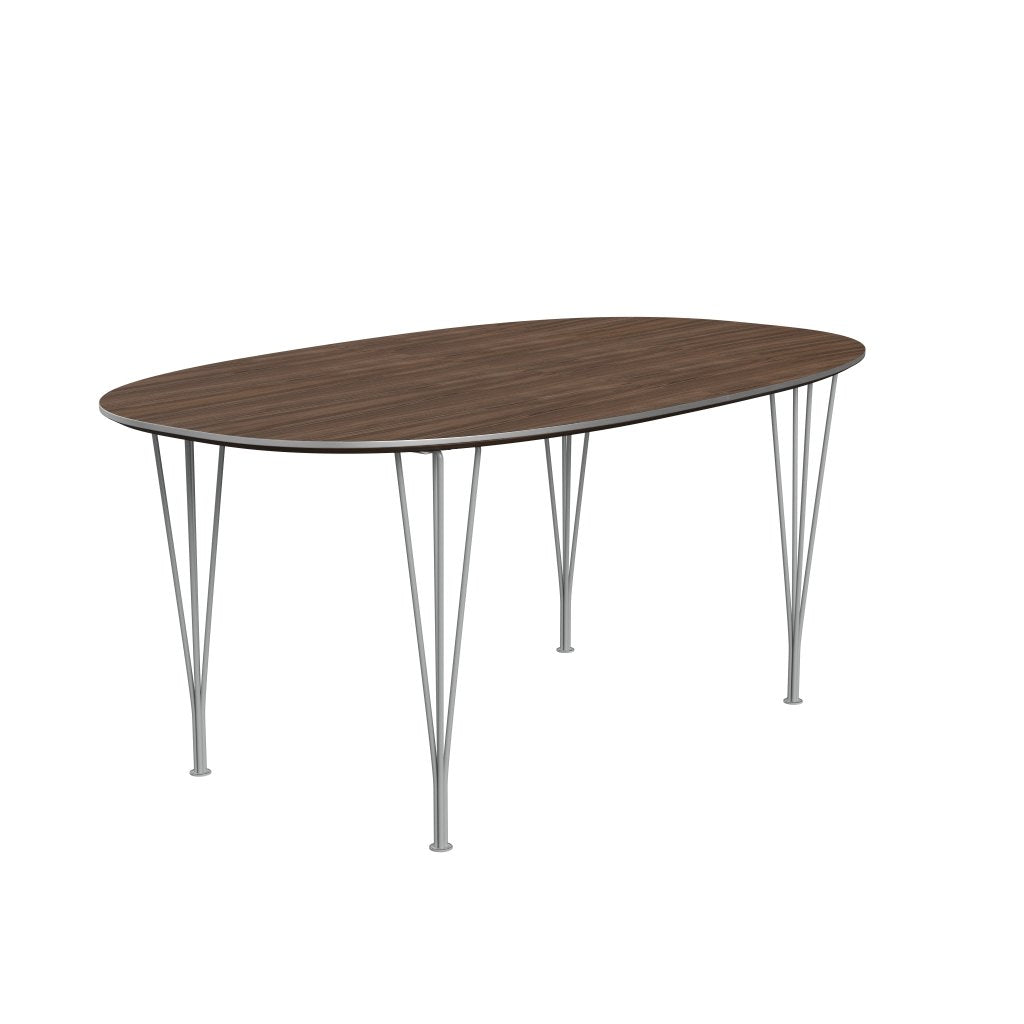 Fritz Hansen Superellipse Pull -out Table Nine Grey/Walnut Veneer, 270x100 cm