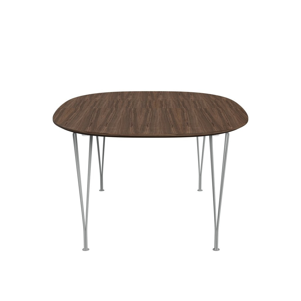 Fritz Hansen Superellipse Pull -out Table Nine Grey/Walnut Veneer med bordskant i valnöt, 300x120 cm
