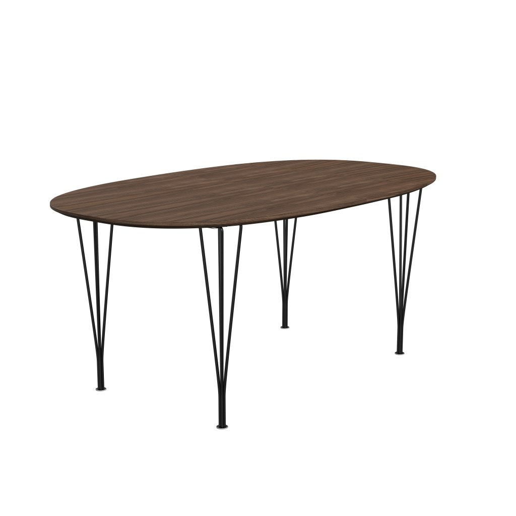 Fritz Hansen Superellipse Pull -out Table Black/Walnut Veneer med bordskant i valnöt, 270x100 cm