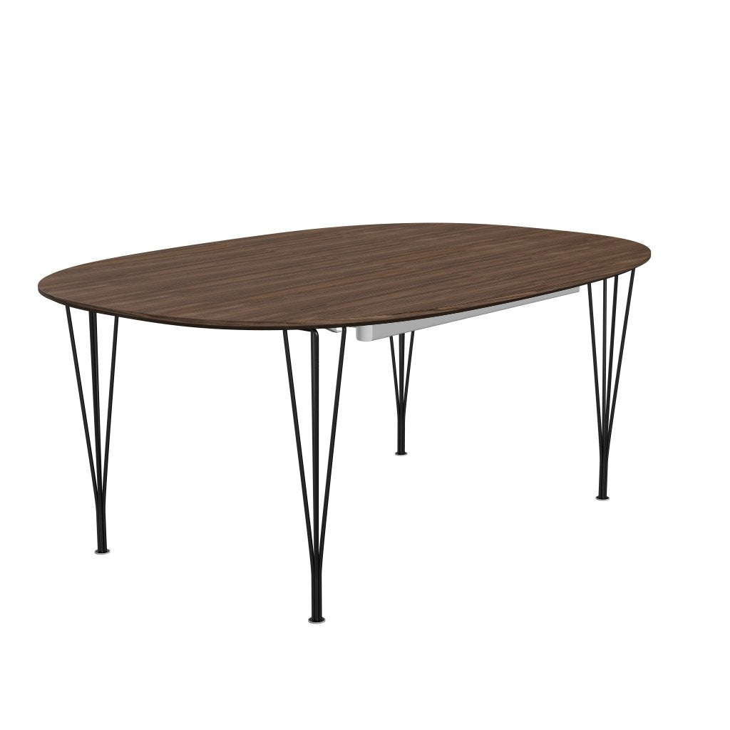 Fritz Hansen Superellipse Pull -out Table Black/Walnut Veneer med bordskant i valnöt, 300x120 cm