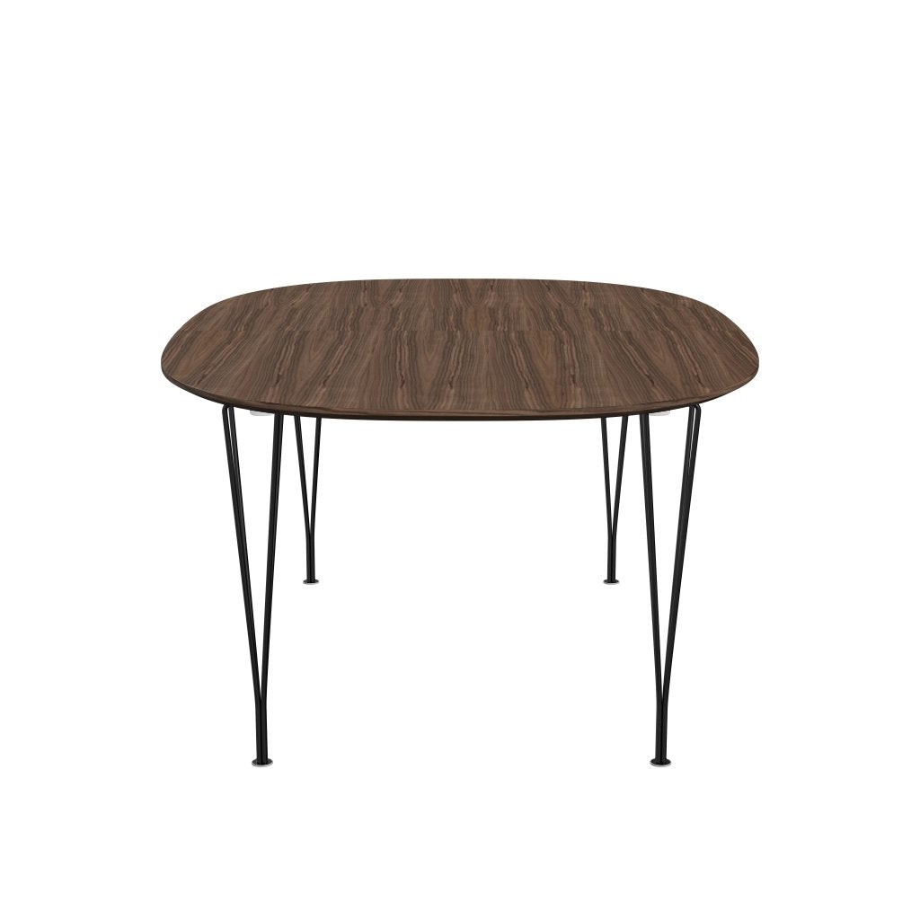 Fritz Hansen Superellipse Pull -out Table Black/Walnut Veneer med bordskant i valnöt, 300x120 cm