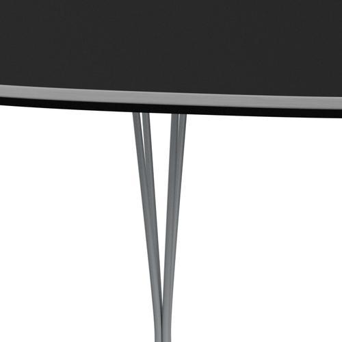Fritz Hansen Superellipse Pull -out Table Silver Grey/Black Laminate, 300x120 cm