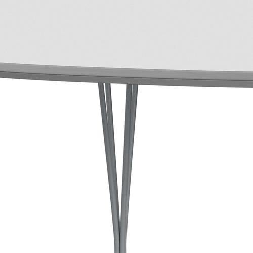 Fritz Hansen Superellipse Pull -out Table Silver Grey/White Laminat, 300x120 cm