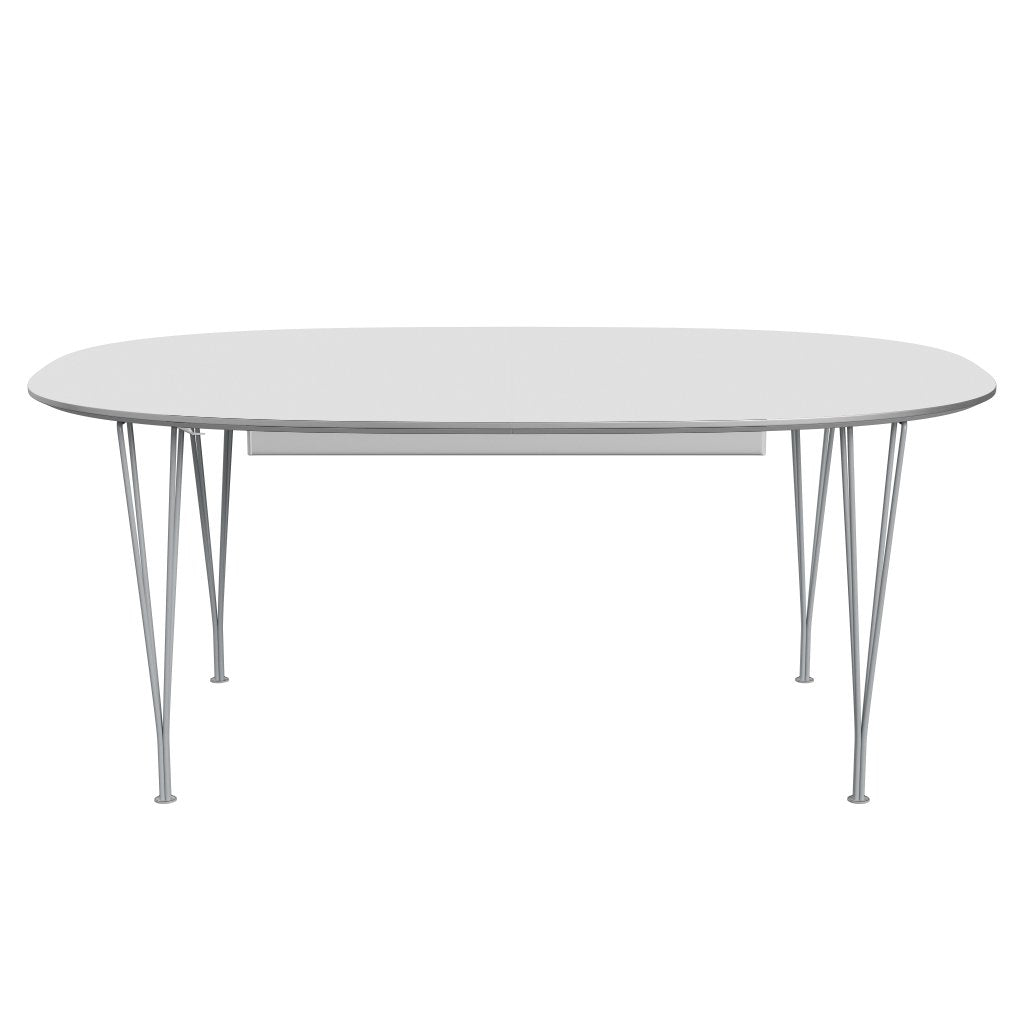 Fritz Hansen Superellipse Pull -out Table Silver Grey/White Laminat, 300x120 cm