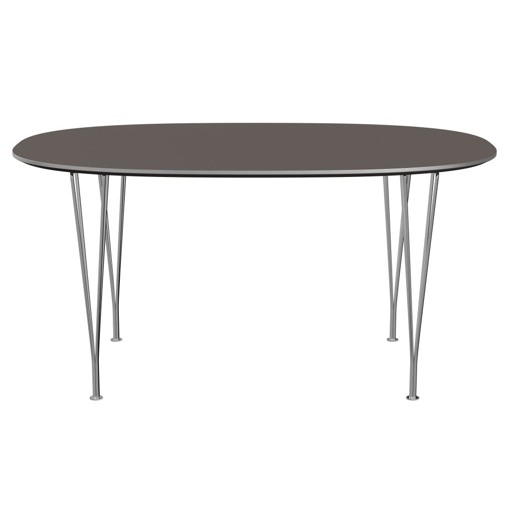 Fritz Hansen Superellipse matbord kromat stål/grått laminat, 150x100 cm