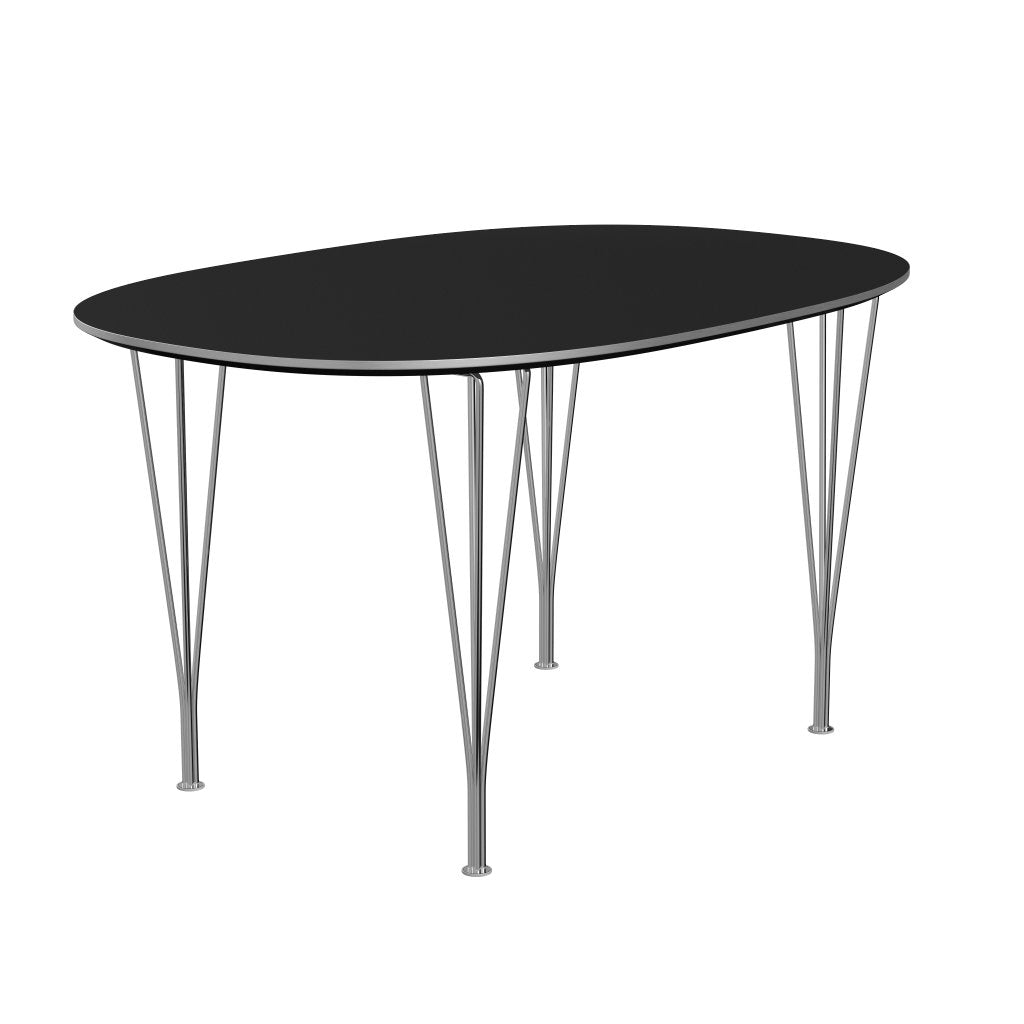 Fritz Hansen Superellipse matbord kromat stål/svart laminat, 135x90 cm