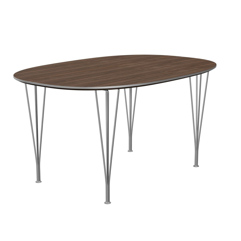 Fritz Hansen Superellipse matbord kromat stål/valnötfanér, 150x100 cm