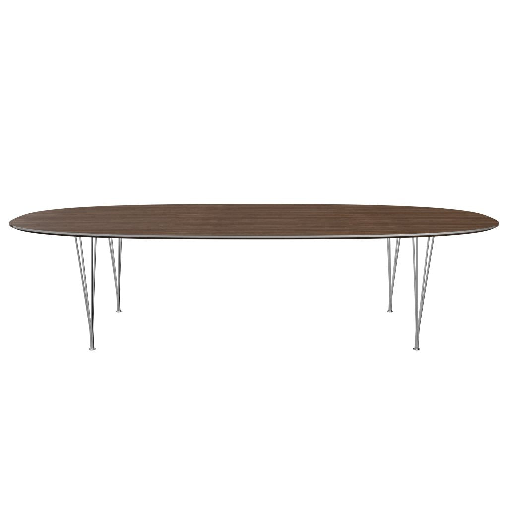 Fritz Hansen Superellipse matbord kromat stål/valnötfanér, 300x130 cm