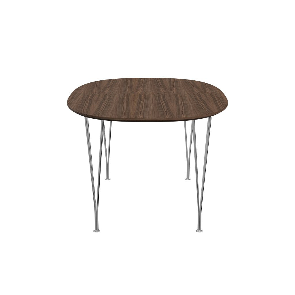 Fritz Hansen Superellipse matbord kromat stål/valnötfanér med bordskant i valnöt, 170x100 cm
