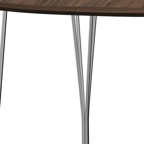 Fritz Hansen Superellipse matbord kromat stål/valnötfanér med bordskant i valnöt, 170x100 cm