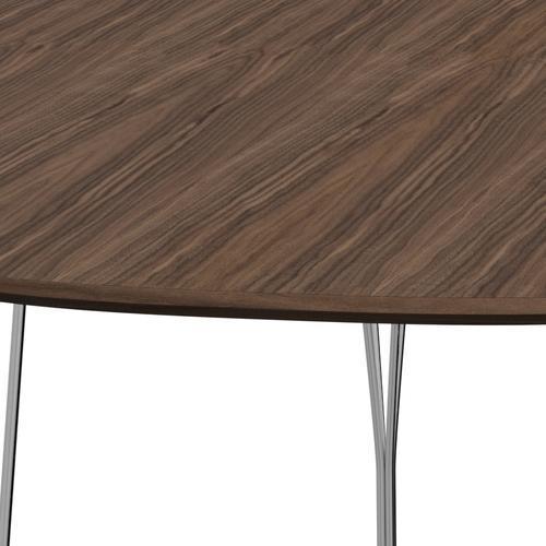 Fritz Hansen Superellipse matbord kromat stål/valnötfanér med bordskant i valnöt, 240x120 cm