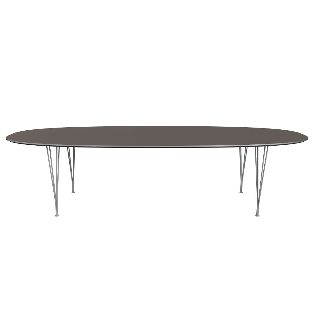 Fritz Hansen Superellipse matbord grå pulverbelagd/grå laminat, 300x130 cm