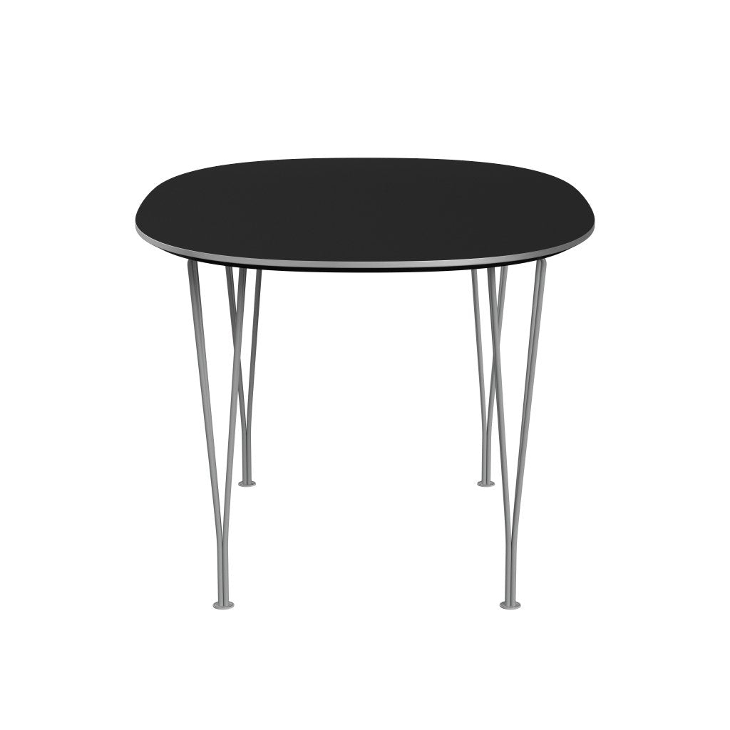 Fritz Hansen Superellipse matbord grå pulverbelagd/svart laminat, 135x90 cm