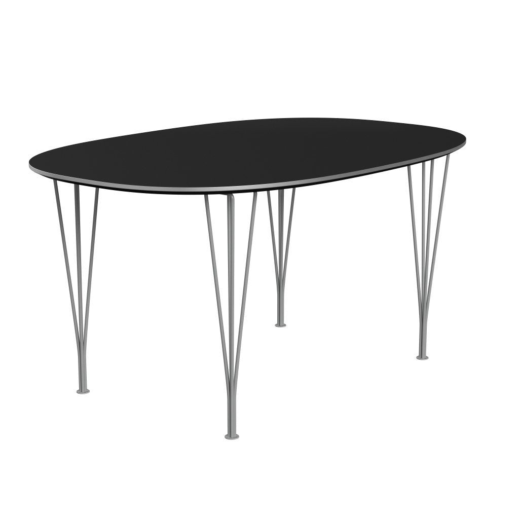 Fritz Hansen Superellipse matbord grå pulver belagd/svart laminat, 150x100 cm