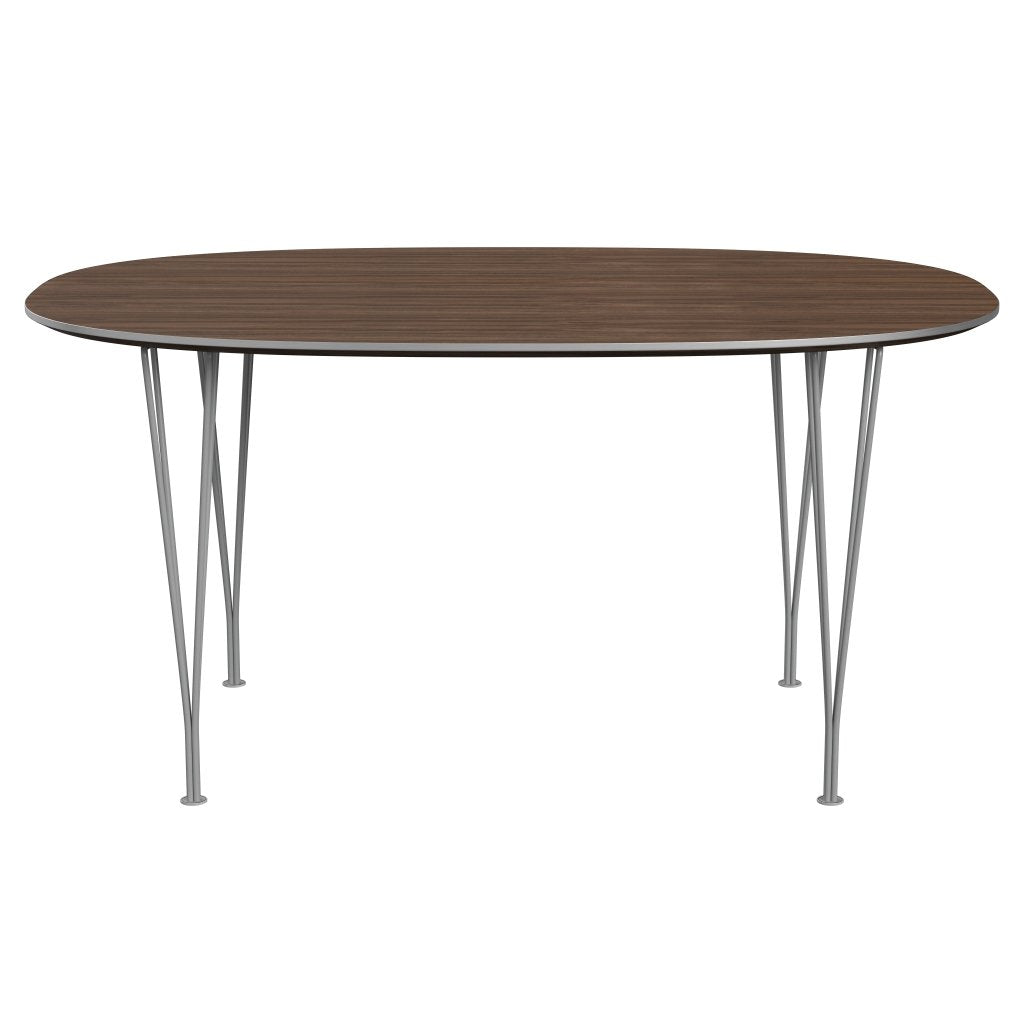 Fritz Hansen Superellipse matbord grå pulverbelagd/valnötfanér, 150x100 cm