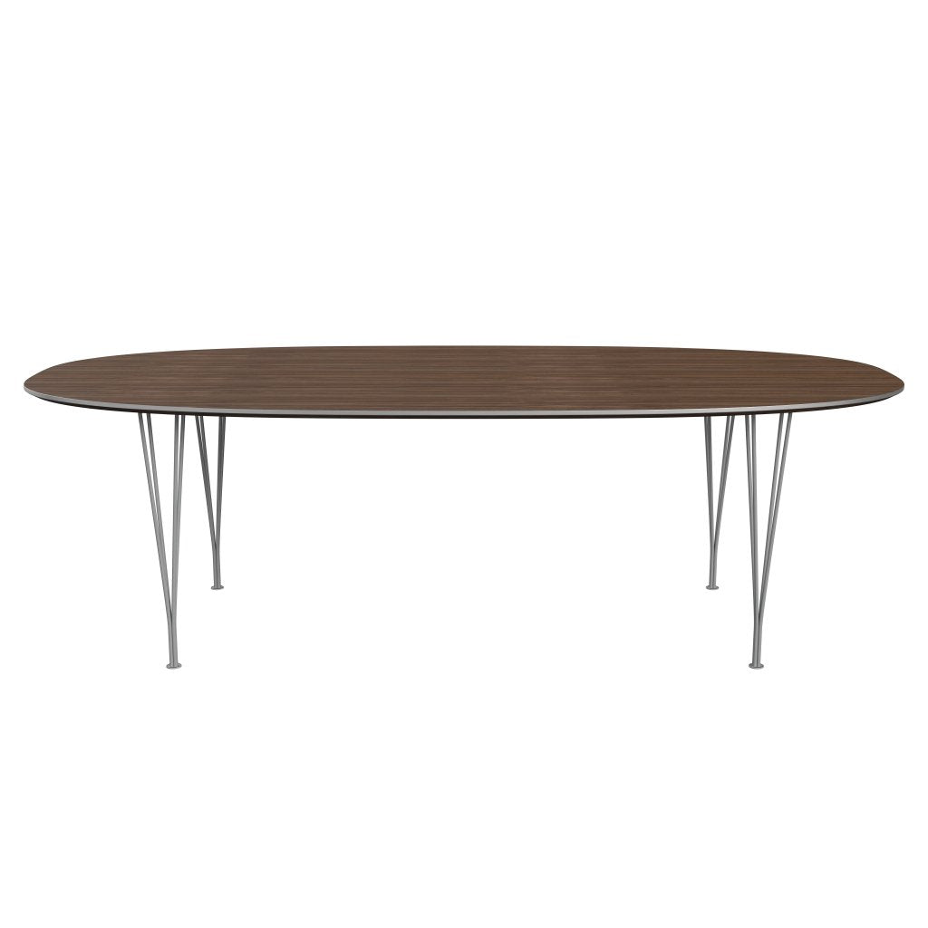 Fritz Hansen Superellipse matbord grå pulverbelagd/valnötfanér, 240x120 cm