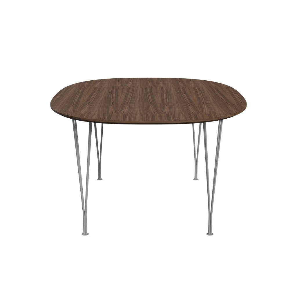 Fritz Hansen Superellipse matbord grå pulverbelagd/valnötfanér med bordkant i valnöt, 180x120 cm
