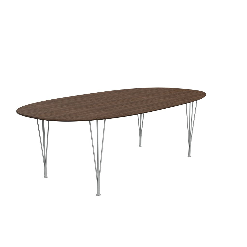 Fritz Hansen Superellipse matbord nio grå/valnötfanér med bordkant i valnöt, 240x120 cm