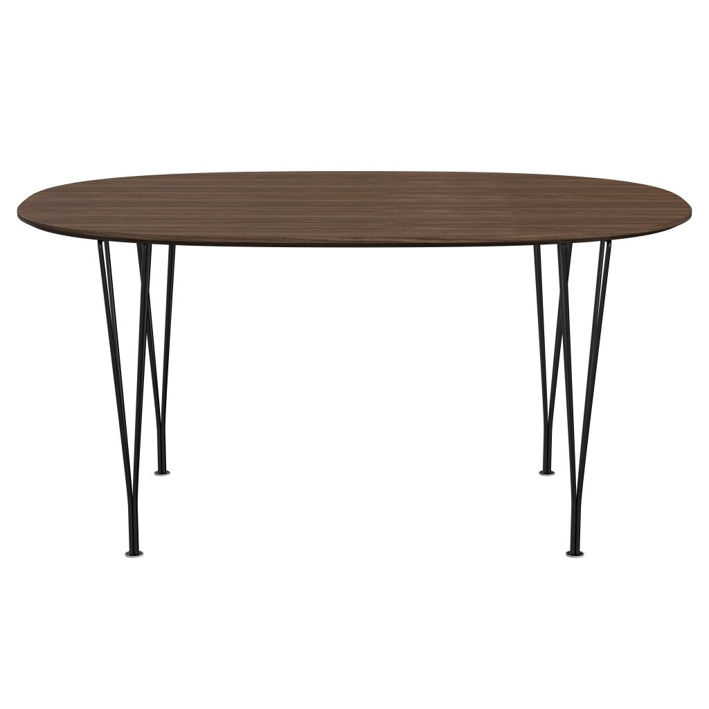 Fritz Hansen Superellipse matbord svart/valnötfanér med bordkant i valnöt, 150x100 cm