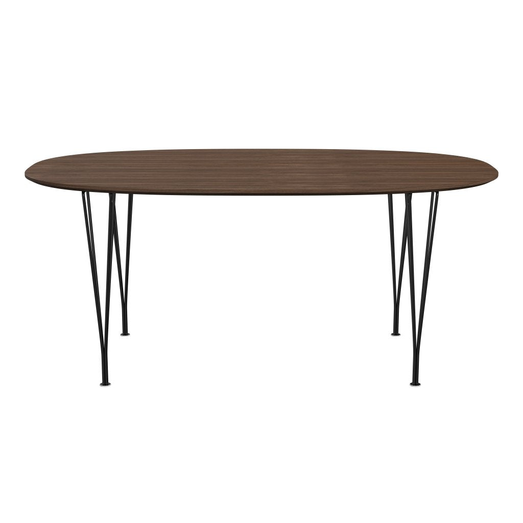 Fritz Hansen Superellipse matbord svart/valnötfanér med bordkant i valnöt, 170x100 cm