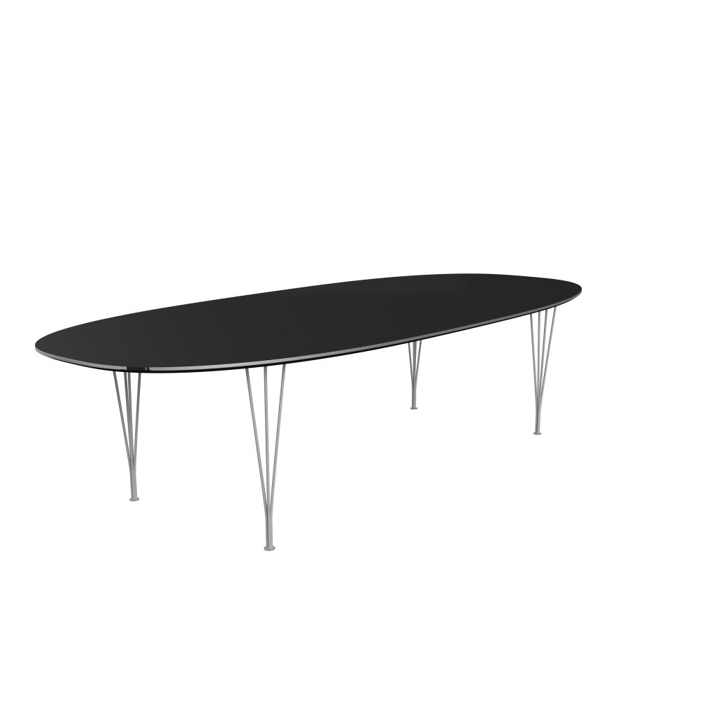 Fritz Hansen Superellipse matbord silvergrå/svart laminat, 300x130 cm