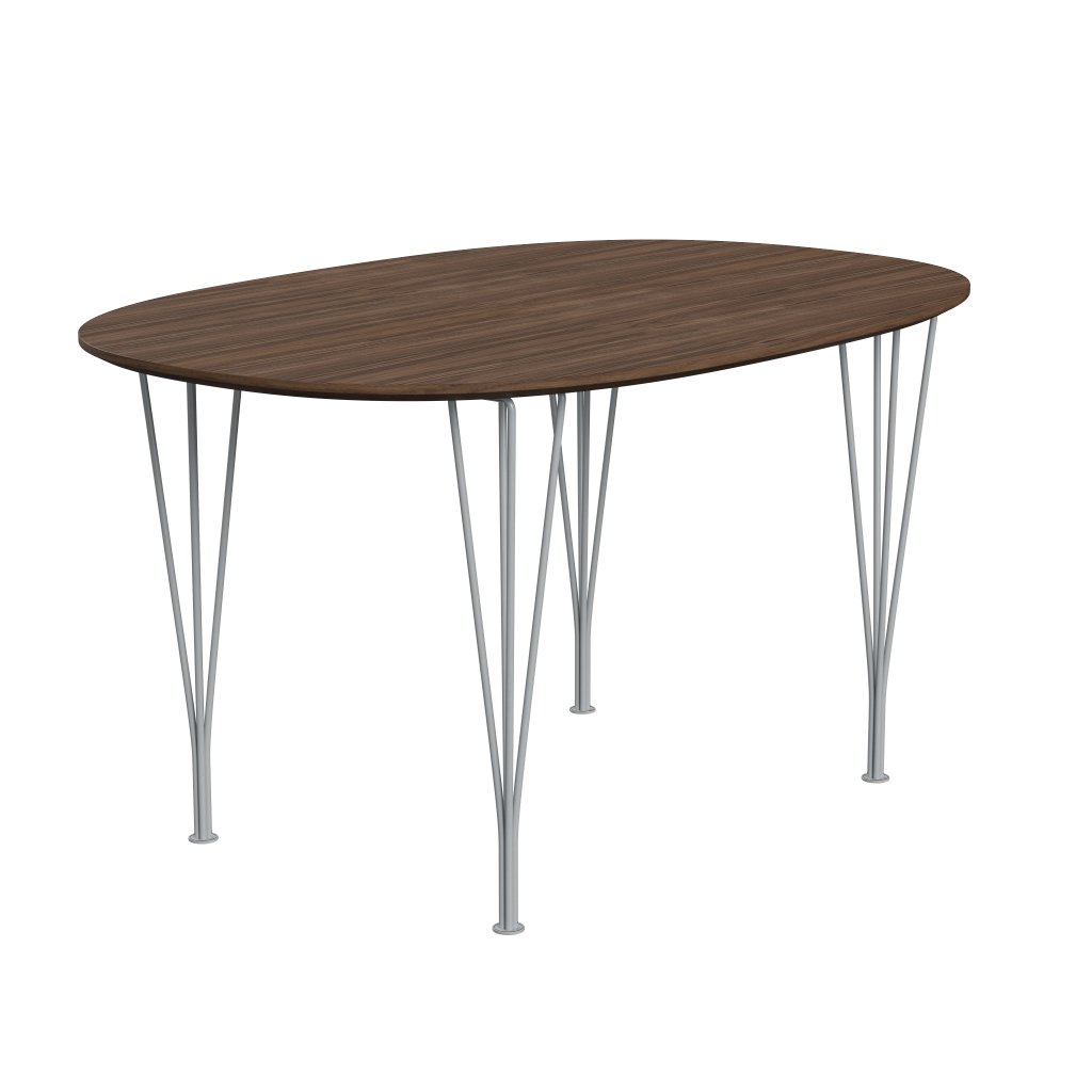 Fritz Hansen Superellipse matbord silvergrå/valnötfanér med bordkant i valnöt, 135x90 cm