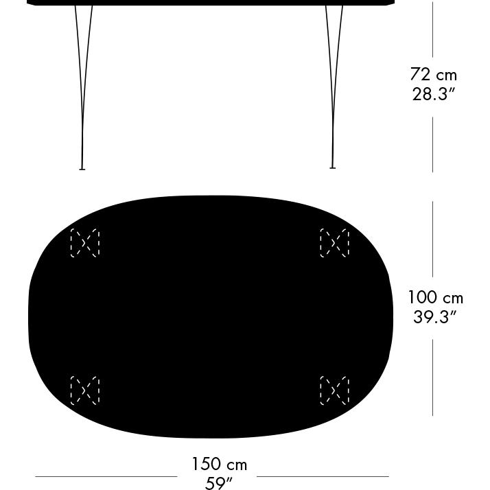 Fritz Hansen Superellipse Spisebord Warm Graphite/Sort Laminat, 150x100 Cm