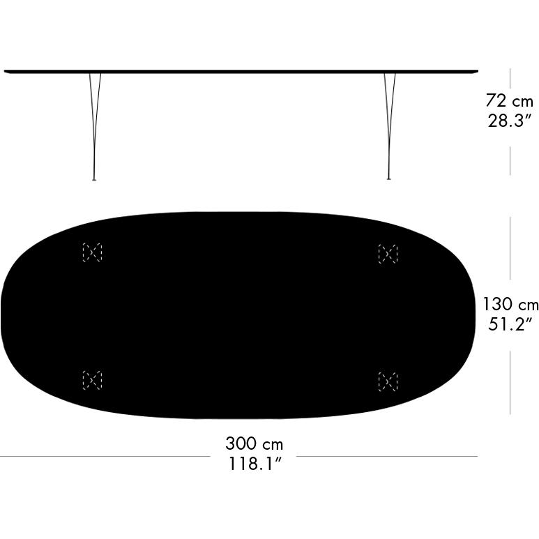 Fritz Hansen Superellipse Spisebord Warm Graphite/Sort Laminat, 300x130 Cm
