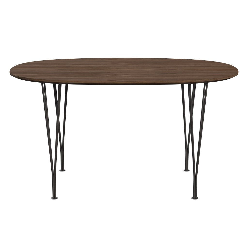 Fritz Hansen Superellipse matbord varmt grafit/valnötfanér med bordskant i valnöt, 135x90 cm