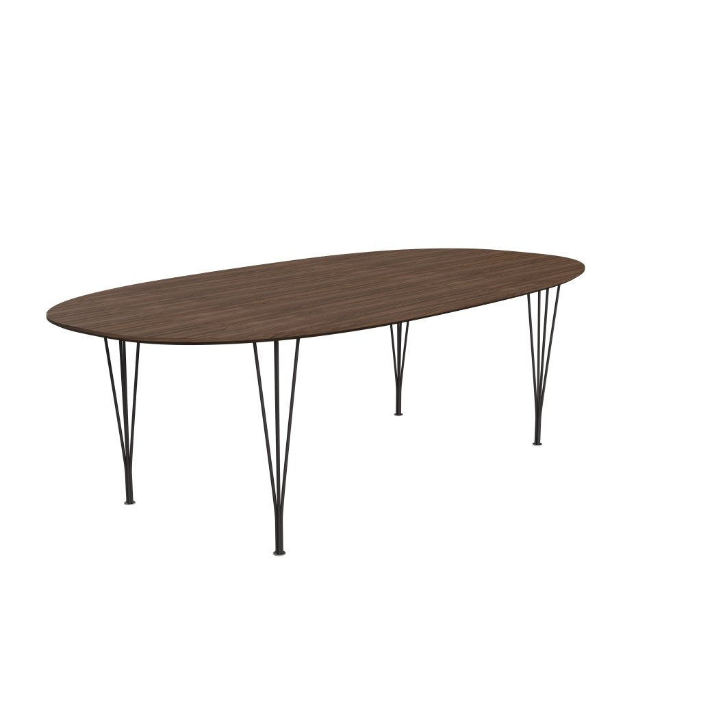 Fritz Hansen Superellipse matbord varmt grafit/valnötfanér med bordskant i valnöt, 240x120 cm