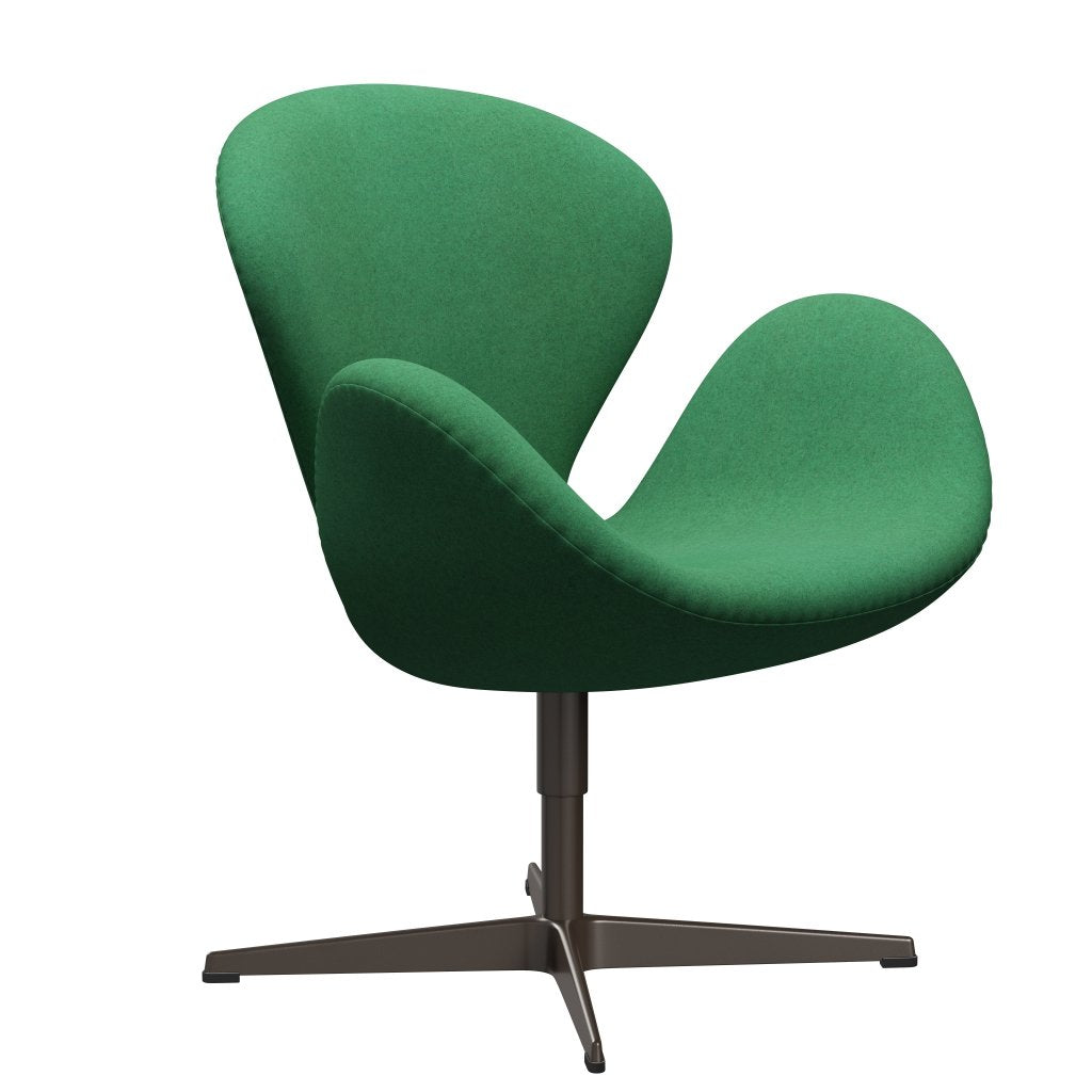 Fritz Hansen Swan Chair, Brown Bronze/Divina Melange Green