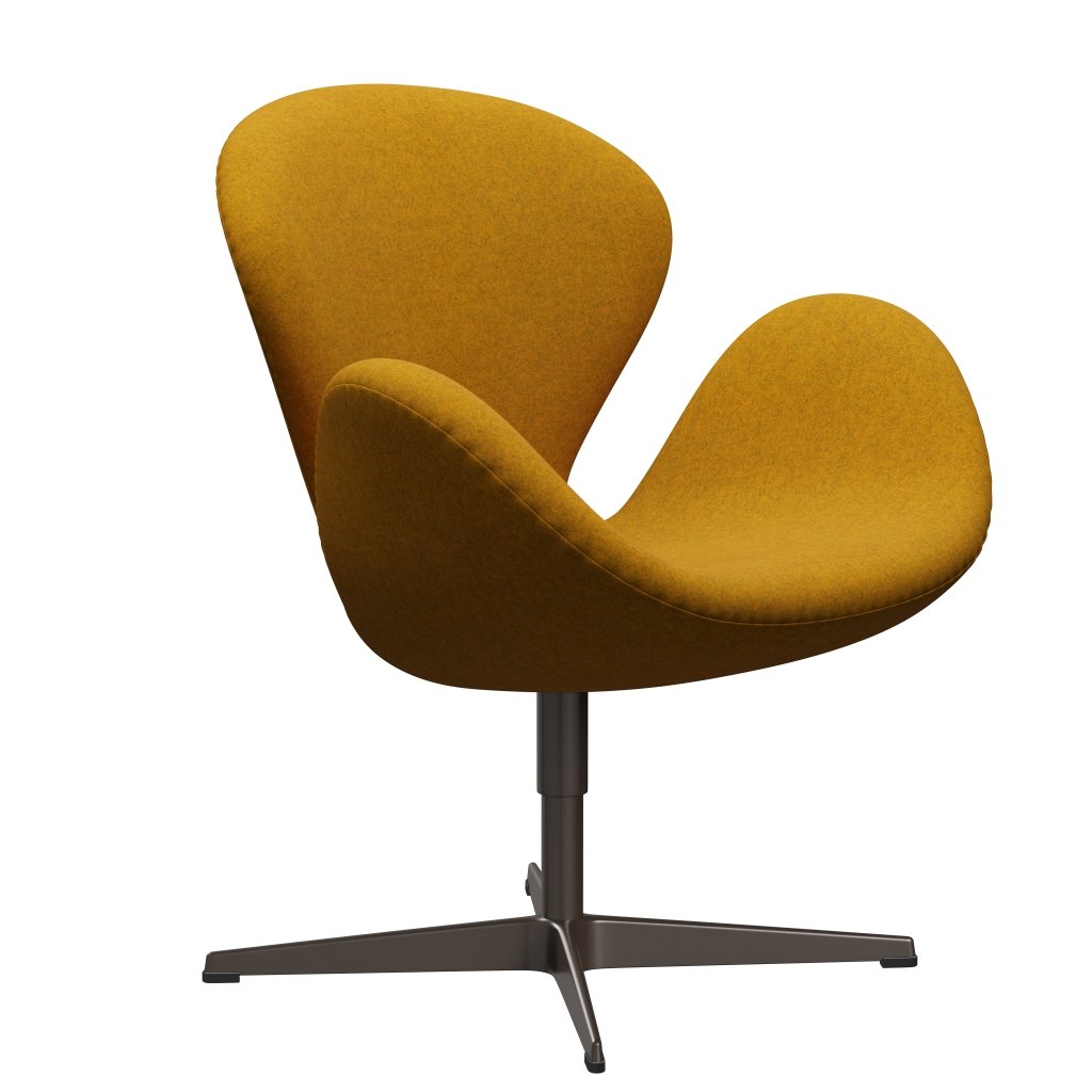 Fritz Hansen Swan Chair, Brown Bronze/Divina Melange Orche Yellow
