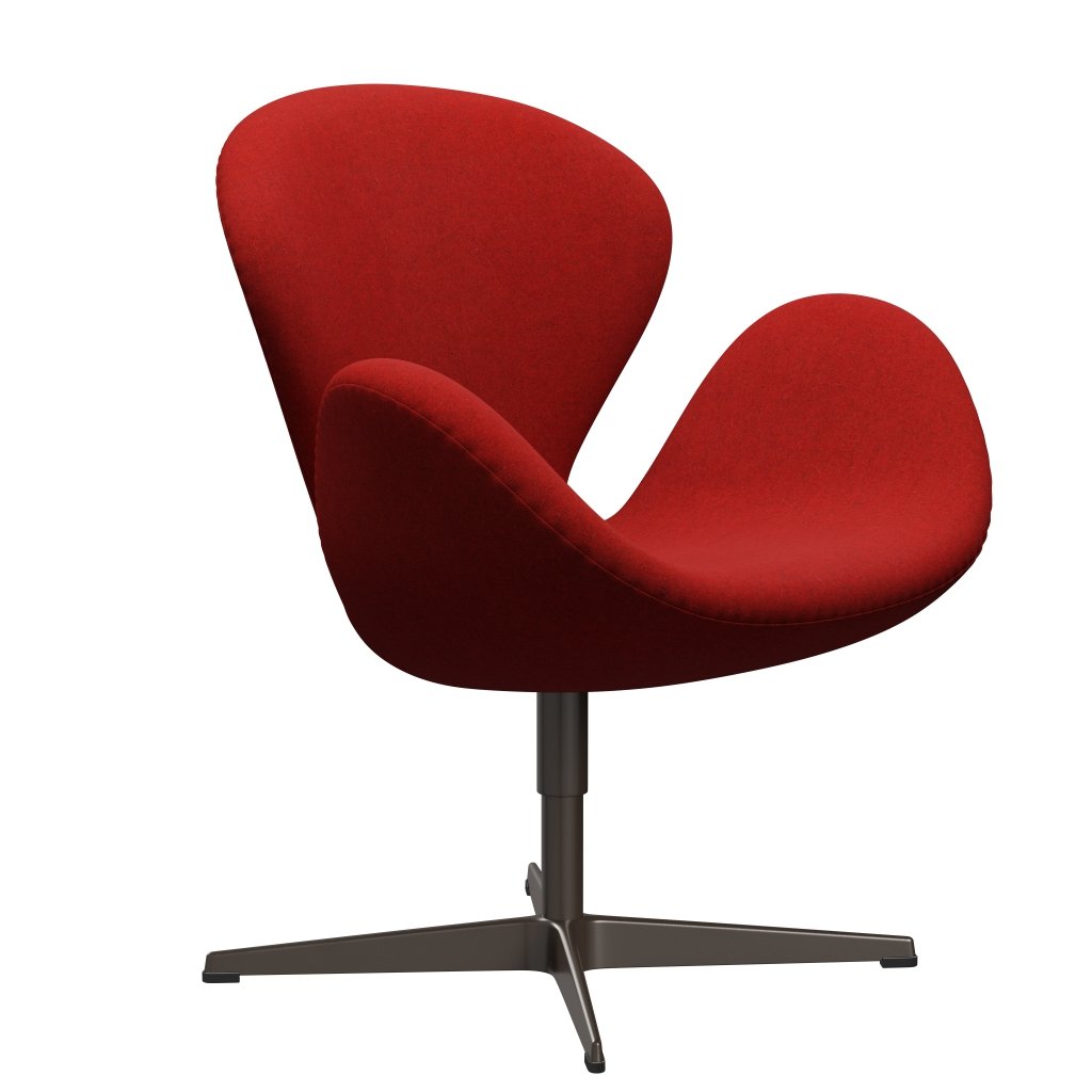 Fritz Hansen Swan Chair, Brown Bronze/Divina Melange Red