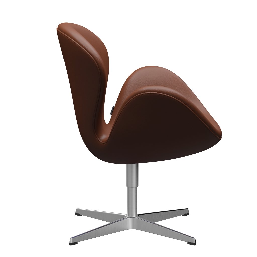 Fritz Hansen Swan Chair, Satin Polished Aluminium/Aura Cognac