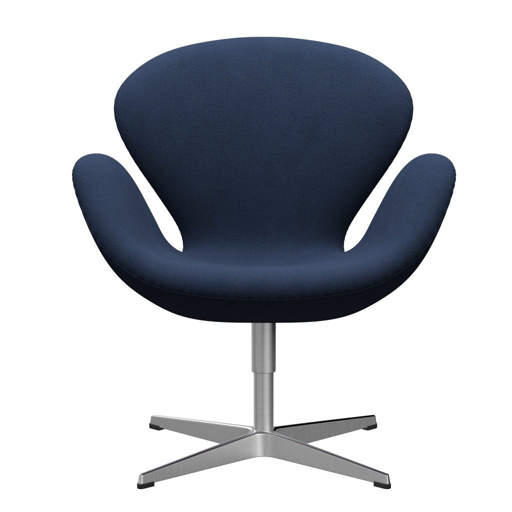 Fritz Hansen Swan Chair, Satin Polished Aluminium/Christianshavn Dark Blue