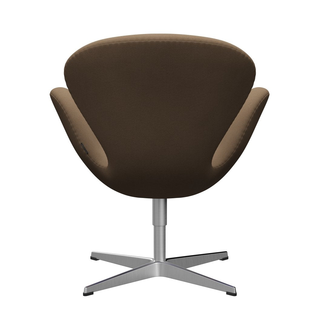 Fritz Hansen Svanenstol, Satinpoleret Aluminium/Comfort Beige/Brun