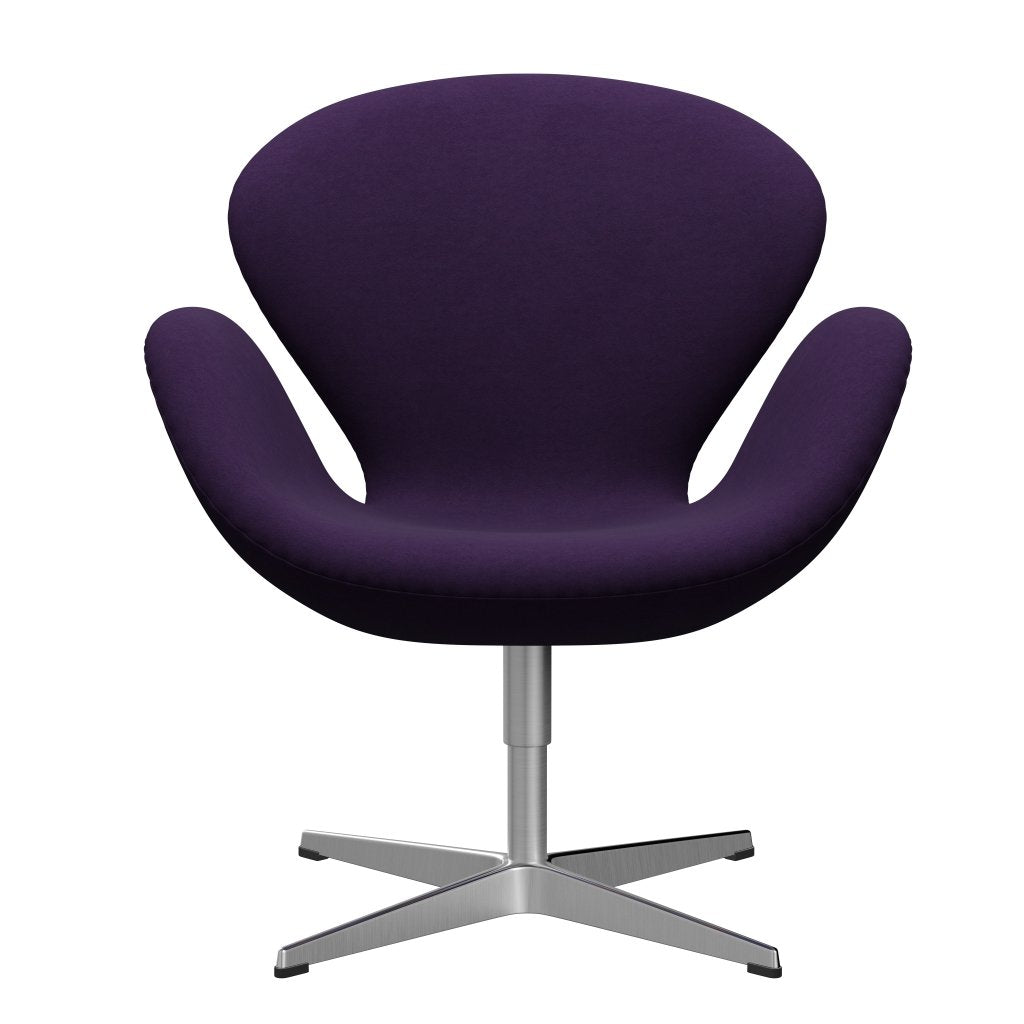 Fritz Hansen Swan Chair, Satin Polished Aluminium/Comfort Dark Purple