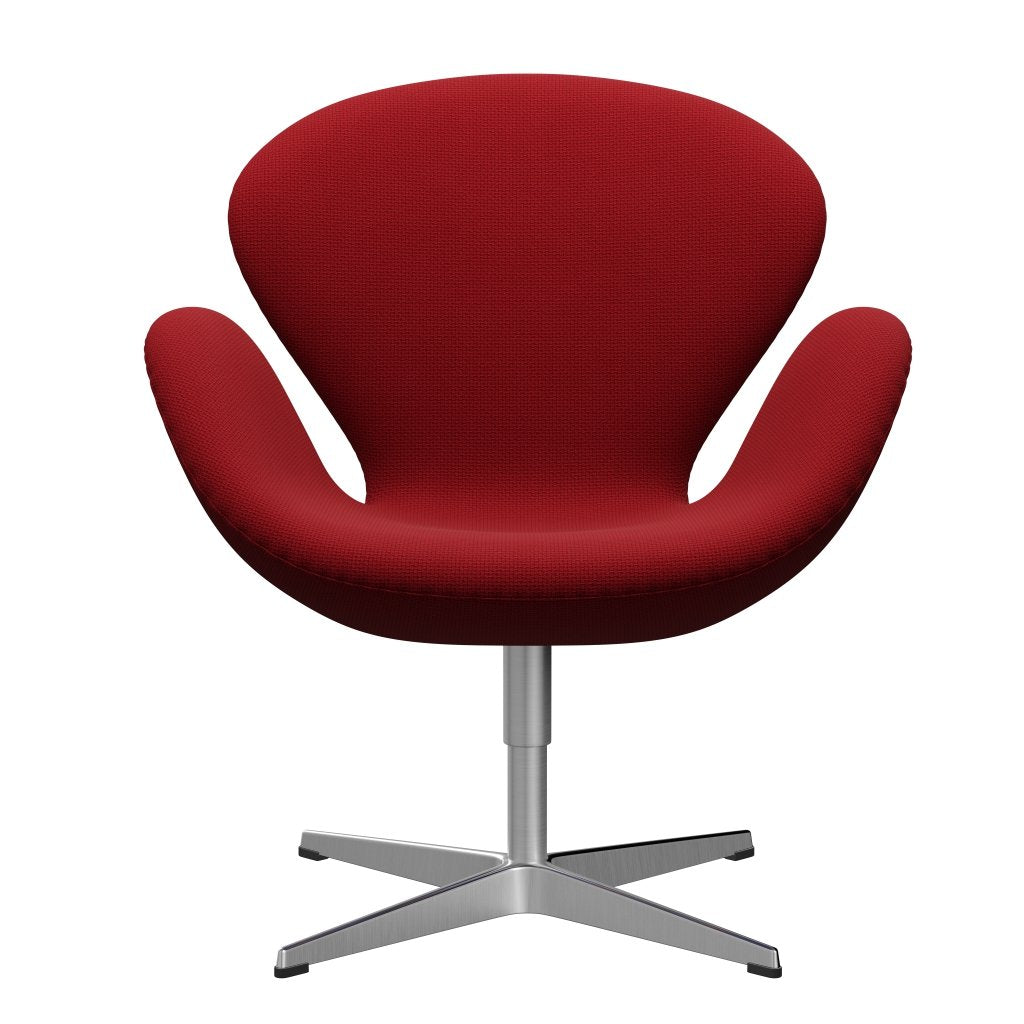 Fritz Hansen Swan -stol, satinpolerad aluminium/diablo het röd