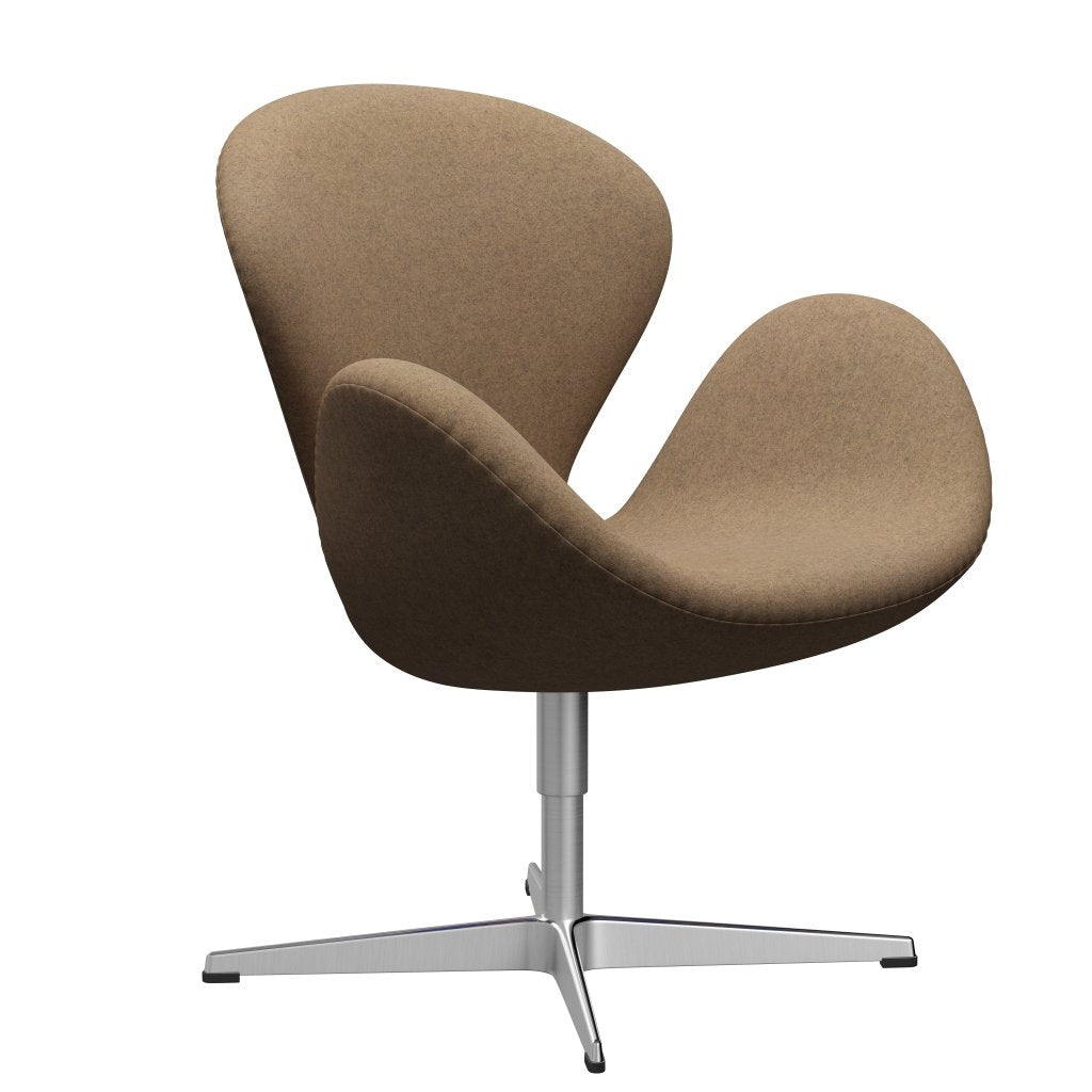Fritz Hansen Swan Chair, Satin Polished Aluminium/Divina MD Café Latte