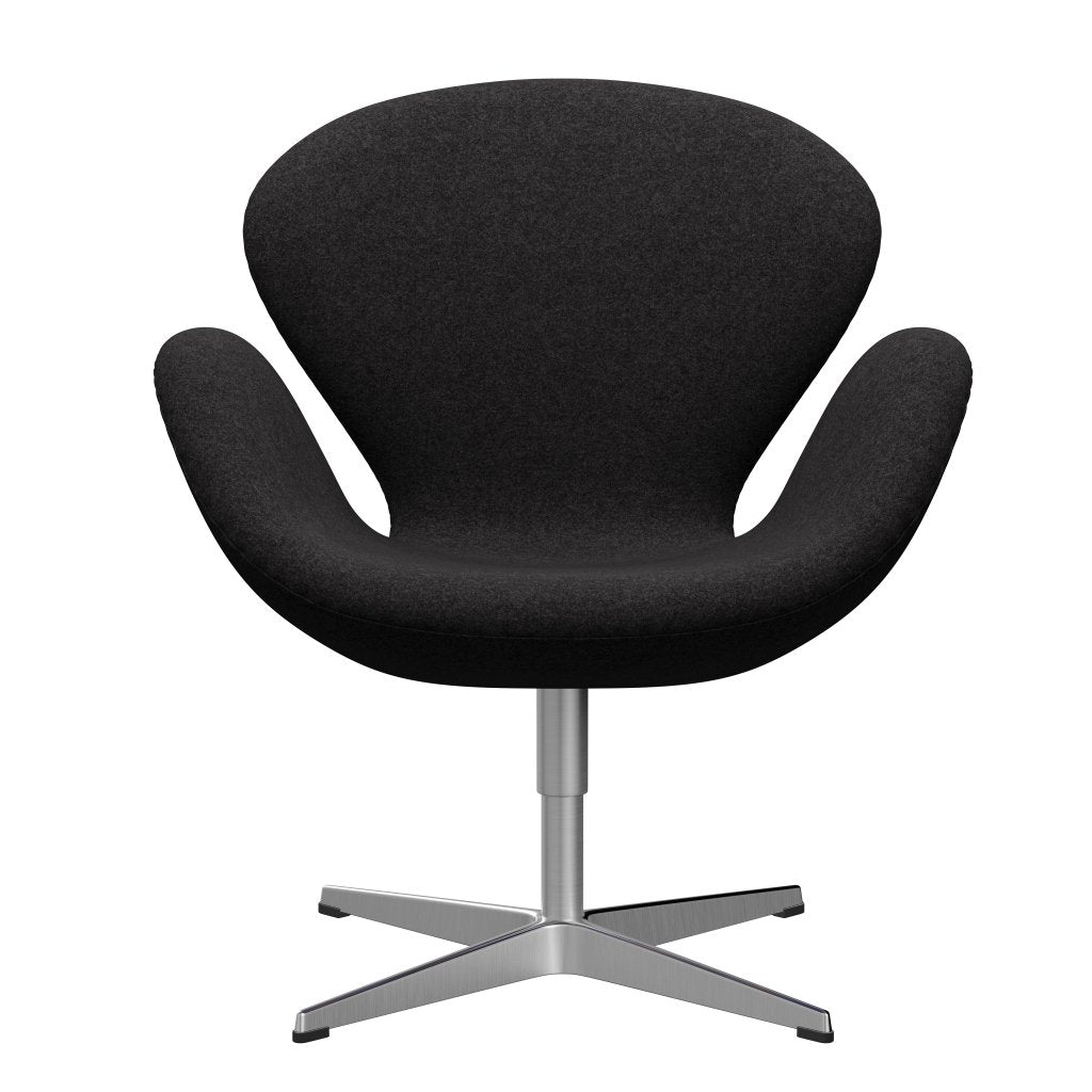 Fritz Hansen Swan Chair, Satin Polished Aluminium/Divina MD Dark Grey