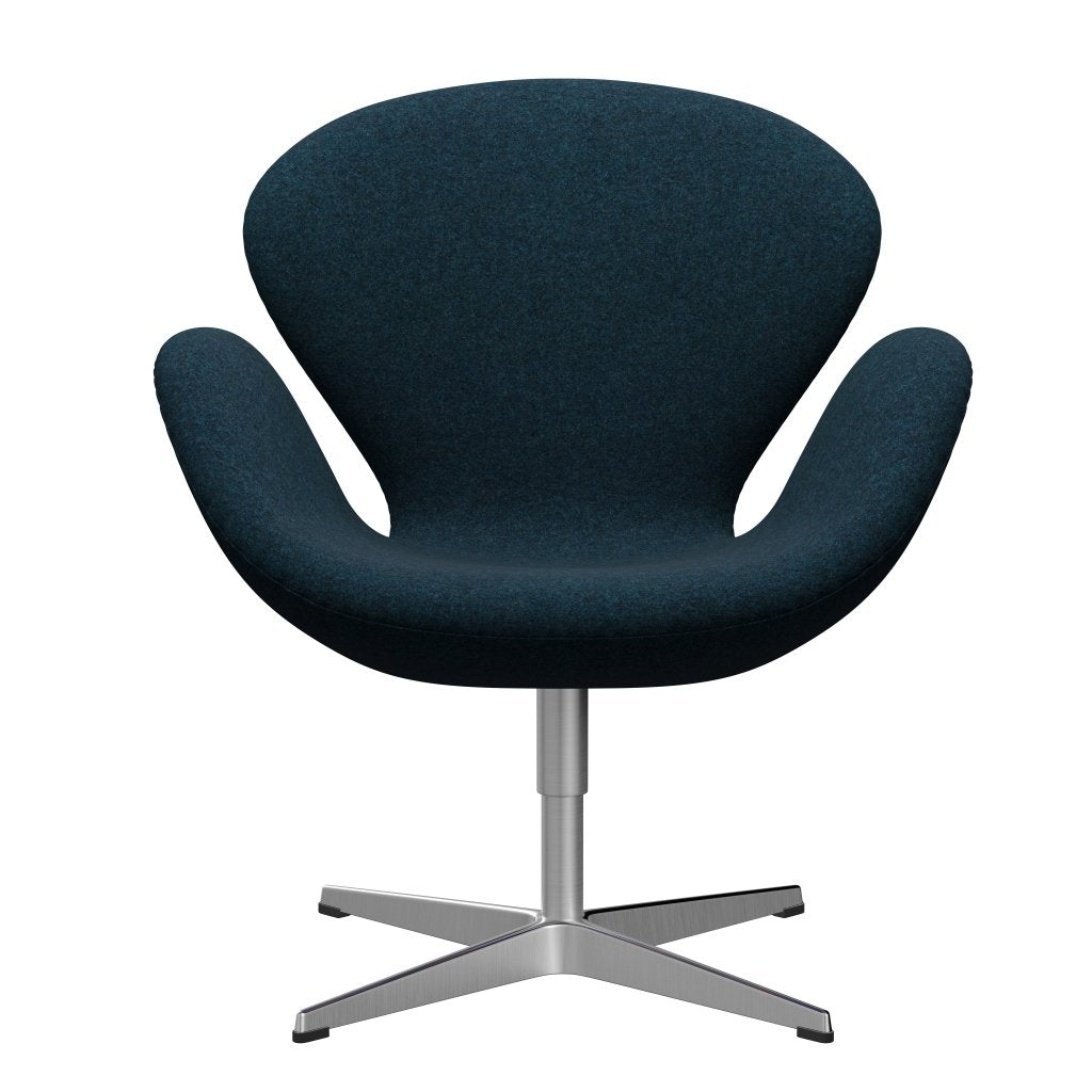 Fritz Hansen Swan Chair, Satin Polished Aluminium/Divina MD DarkPetrol