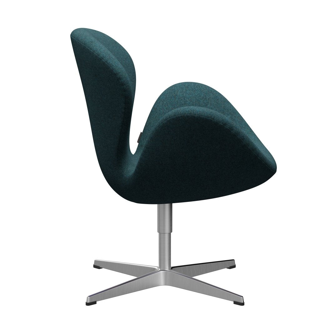Fritz Hansen Swan Chair, Satin Polished Aluminium/Divina MD Dark Turqoise