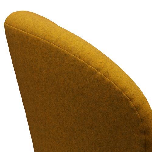 Fritz Hansen Swan Chair, Satin Polished Aluminium/Divina Melange Orche Yellow