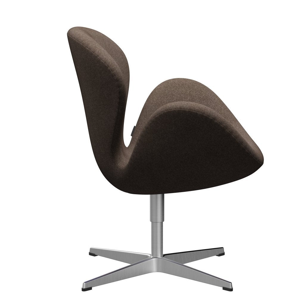 Fritz Hansen Swan Chair, Satin Polished Aluminium/Divina Melange Dusty Brown