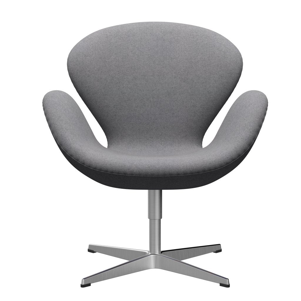 Fritz Hansen Swan Chair, Satin Polished Aluminium/Divina Melange Stone Grey