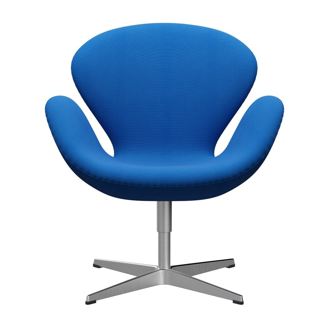 Fritz Hansen Swan Chair, Satin Polished Aluminium/Fame Ocean Blue